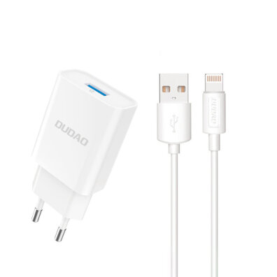 Ładowarka sieciowa USB-A 2.1A 10W z kablem do iPhone USB-A - Lightning biała