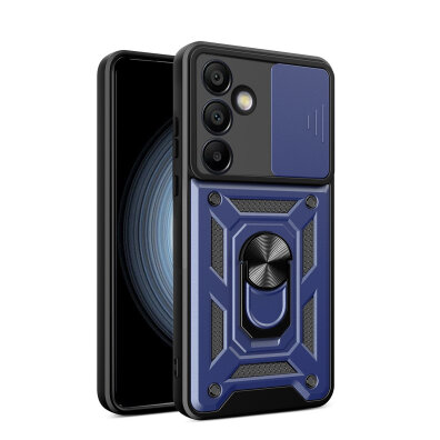 Pancerne etui z podstawką osłoną aparatu na Samsung Galaxy A56 Hybrid Armor Camshield - niebieskie