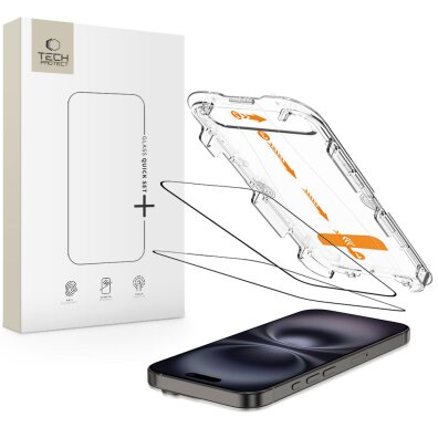 Szkło hartowane na iPhone 15 / 16 z ramką instlacyjną Quick Set+ - 2 szt.