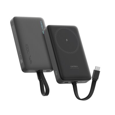 Powerbank magnetyczny 10000mAh USB-C z wbudowanym kablem USB-C MagSafe - czarny