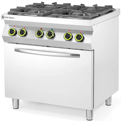 Kuchnia gazowa 4 palniki z elektrycznym piekarnikiem konwekcyjnym GN1/1 Kitchen Line - Hendi 225882
