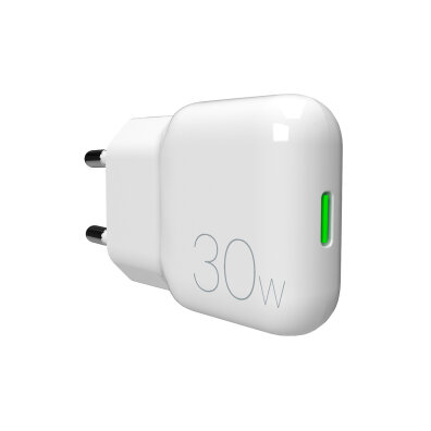 Ładowarka sieciowa USB-C GaN 30W - biała
