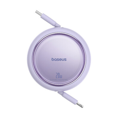 Kabel przewód zwijany Free2Pull USB-C - iPhone Lightning 20W 1m - fioletowy