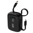 Powerbank K32 10000 mAh z wbudowanym kablem USB-C iPhone Lightning 22.5W - czarny