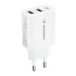 Ładowarka sieciowa 100-240V 30W USB-C 2x USB-A biała