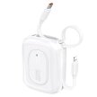 Powerbank K32 10000 mAh z wbudowanym kablem USB-C iPhone Lightning 22.5W - biały