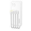 Powerbank K6Pro 10000mAh uniwersalny z kablem USB USB-C microUSB Lightning biały