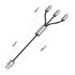 Kabel przewód 3w1 USB-A - Lightning / USB-C / micro USB 1m - szary (2)
