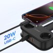 Listwa zasilająca 5w1 AC USB-A USB-C GaN 20W - czarna (4)