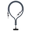 Kabel przewód ze smyczą 4w1 USB-C z adapterami iPhone Lightning USB-A - niebieski