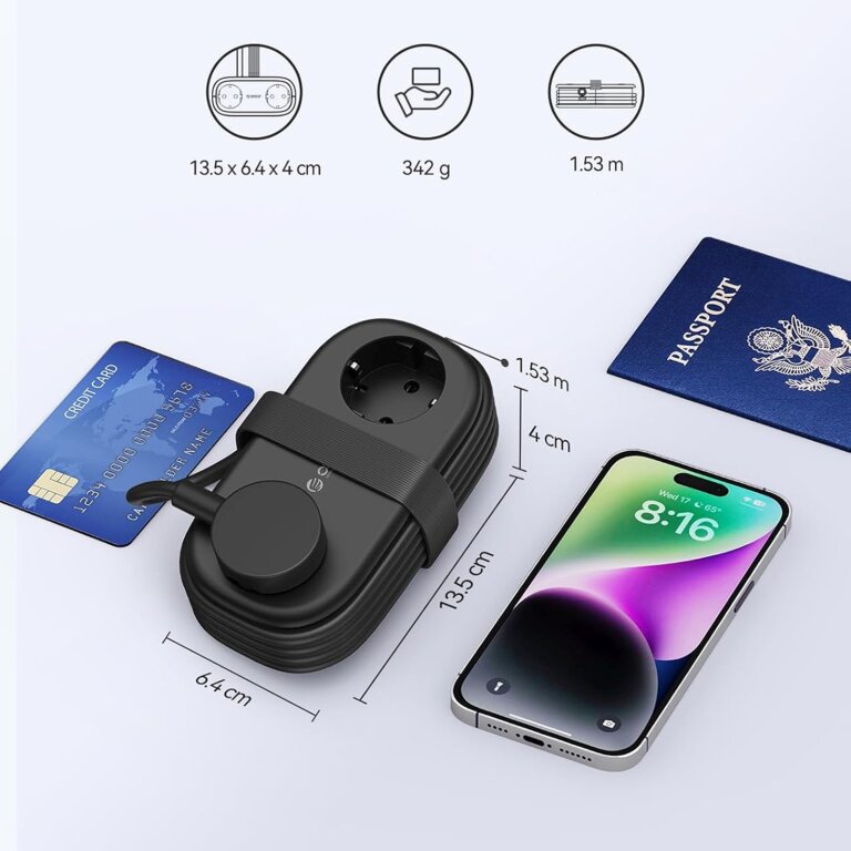 Listwa zasilająca 5w1 AC USB-A USB-C GaN 20W - czarna (2)