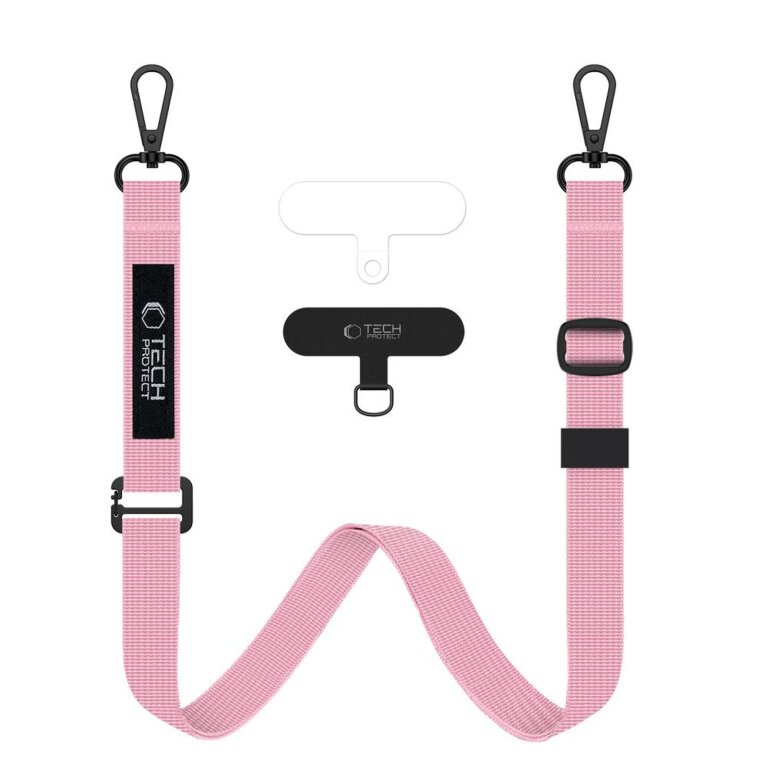 Smycz 2w1 do etui smartfona na szyję nadgarstek Rope Crossbody - różowa