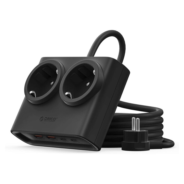 Listwa zasilająca 6w1 AC USB-A USB-C 25W - czarna