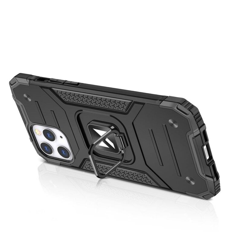 Pancerne etui pokrowiec + magnetyczny uchwyt iPhone 13 Pro Max Ring Armor srebrny (4)