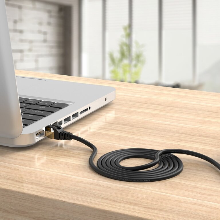 Kabel sieciowy internetowy okrągły LAN CAT7 10Gbps RJ45 2m - czarny (7)