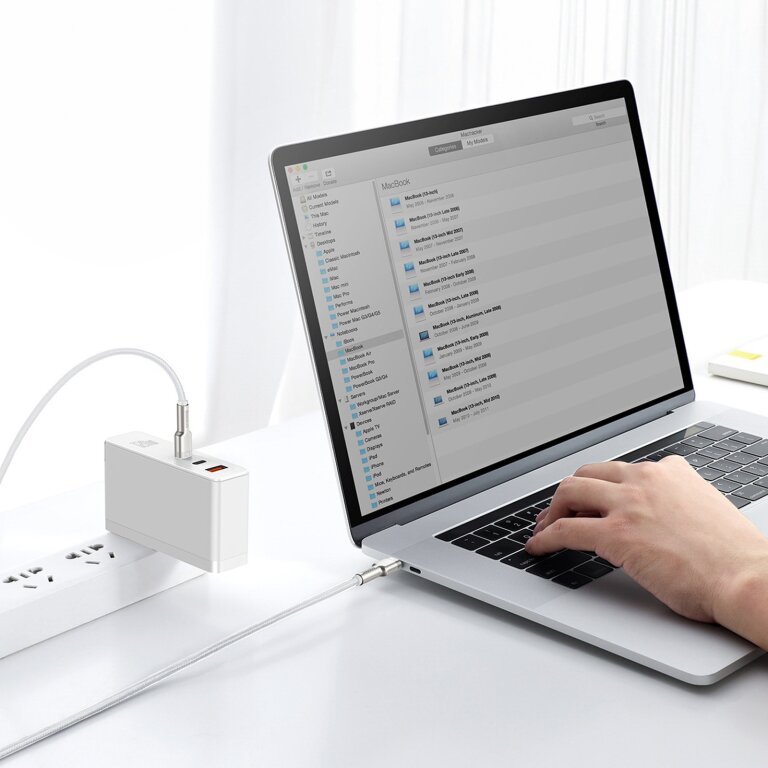 Kabel przewód USB-C Cafule Metal 100W 2m - biały (9)