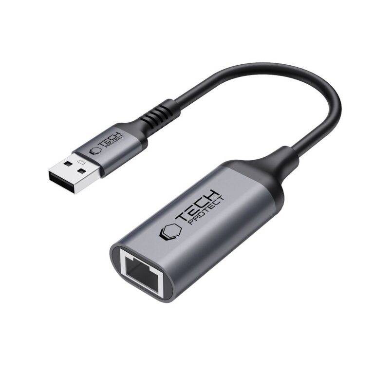 Adapter przejściówka USB-A - Ethernet RJ45 1000Mbps - czarny