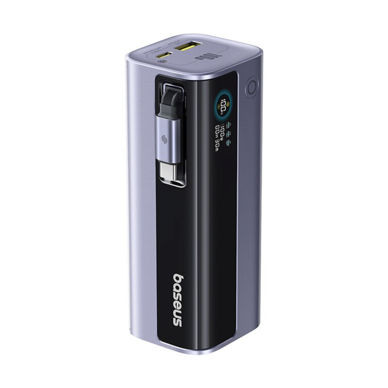 Powerbank 10000mAh EnerGeek GR11 ze zwijanym kablem 100W - szary