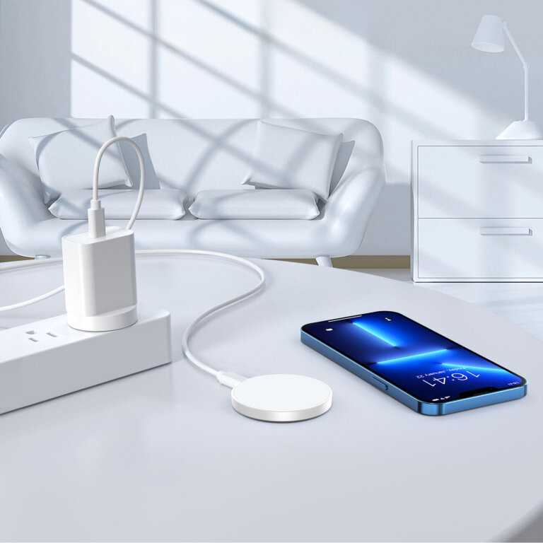 Ładowarka indukcyjna do iPhone MagSafe z uchwytem 15W biała (7)