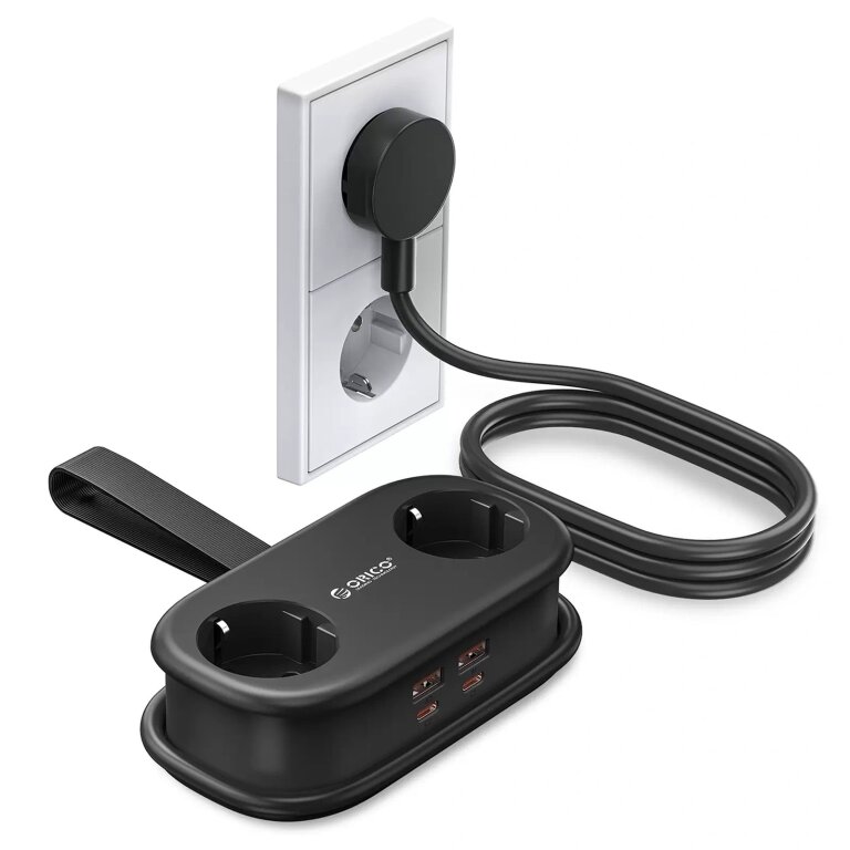 Listwa zasilająca 6w1 AC USB-A USB-C GaN 65W - czarna (2)