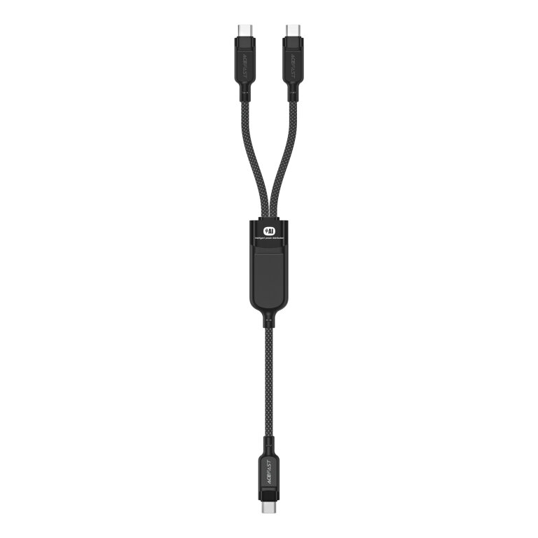 2w1 Kabel przewód podwójny USB-C - 2x USB-C 100W 480Mb/s - czarny