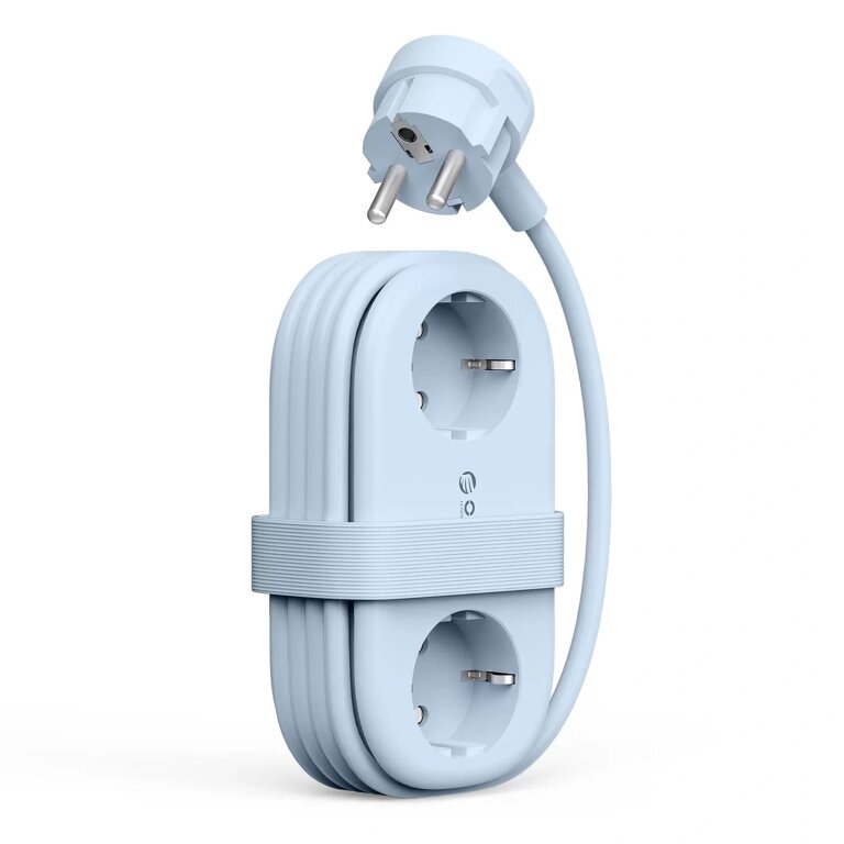 Listwa zasilająca 6w1 AC USB-A USB-C GaN 65W - niebieska