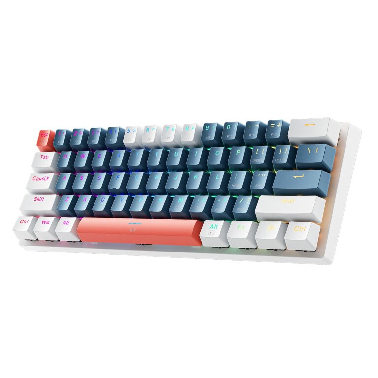 Klawiatura gamingowa przewodowa mechaniczna podświetlana Blue Switch - niebiesko-biała
