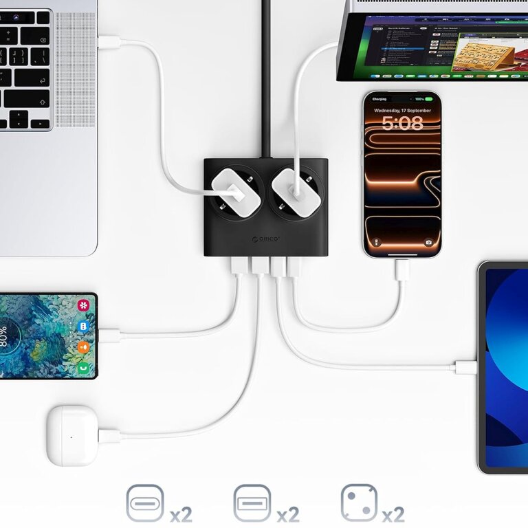 Listwa zasilająca 6w1 AC USB-A USB-C 25W - czarna (7)