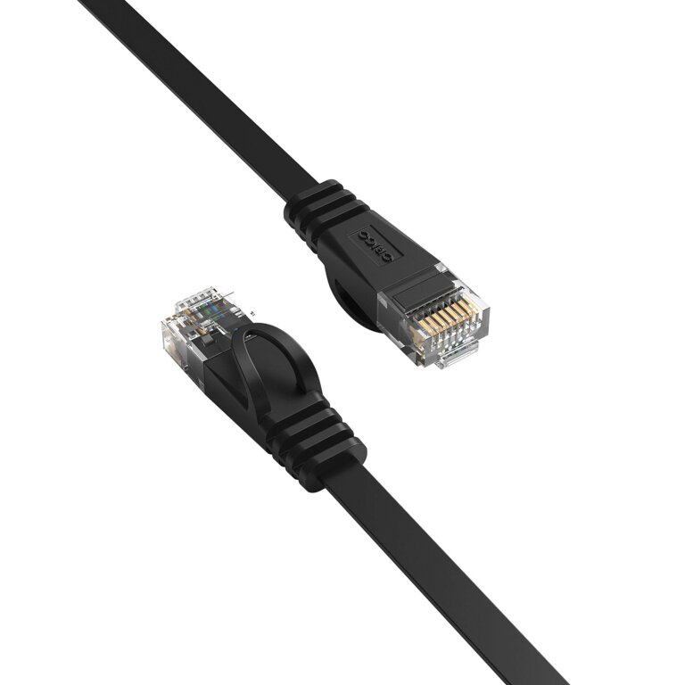 Kabel sieciowy internetowy płaski Ethernet CAT7 10Gbps RJ45 LAN 2m - czarny (3)