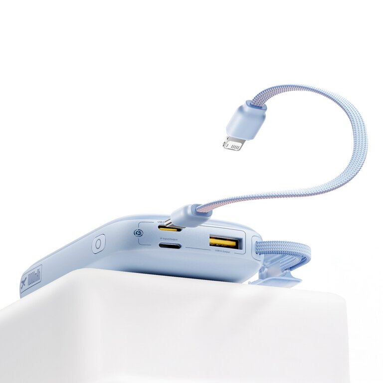 Powerbank 10000mAh 45W z kablem USB-C iPhone Lightning - niebieski (8)