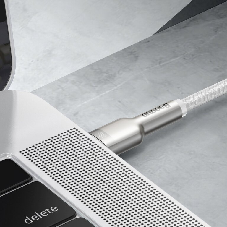 Kabel przewód USB-C Cafule Metal 100W 2m - biały (8)