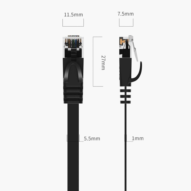Kabel sieciowy internetowy płaski Ethernet CAT7 10Gbps RJ45 LAN 2m - czarny (9)