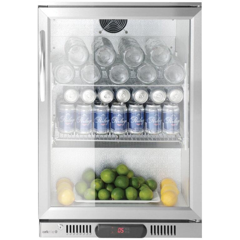 Lodówka chłodziarka barowa podblatowa 1-drzwiowa LED 75 l 120 W 53x50x84 cm - srebrna