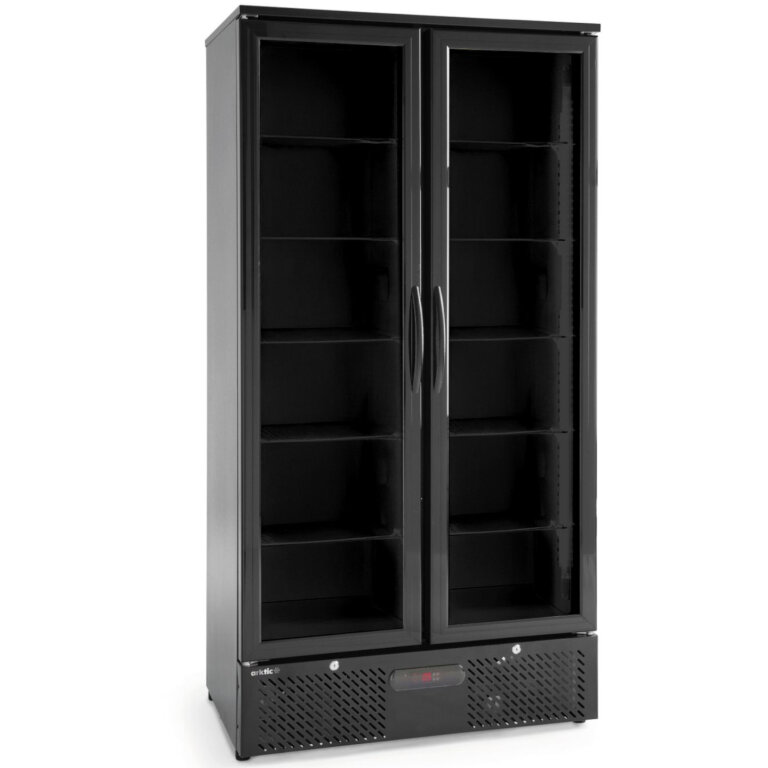 Lodówka chłodziarka barowa 2-drzwiowa 8 półek LED 384 l 365 W