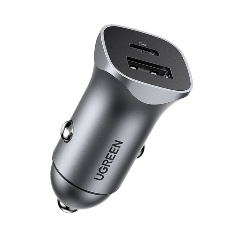 Ładowarka samochodowa USB-C USB 24W Power Delivery Quick Charge szary (1)