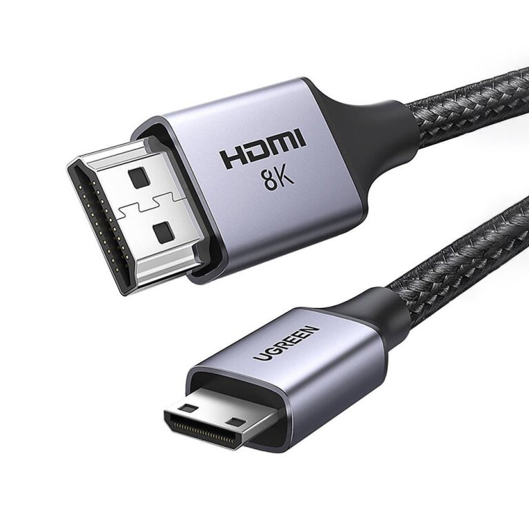 Kabel przewód przejściówka mini HDMI - HDMI 8K 2m szary (1)