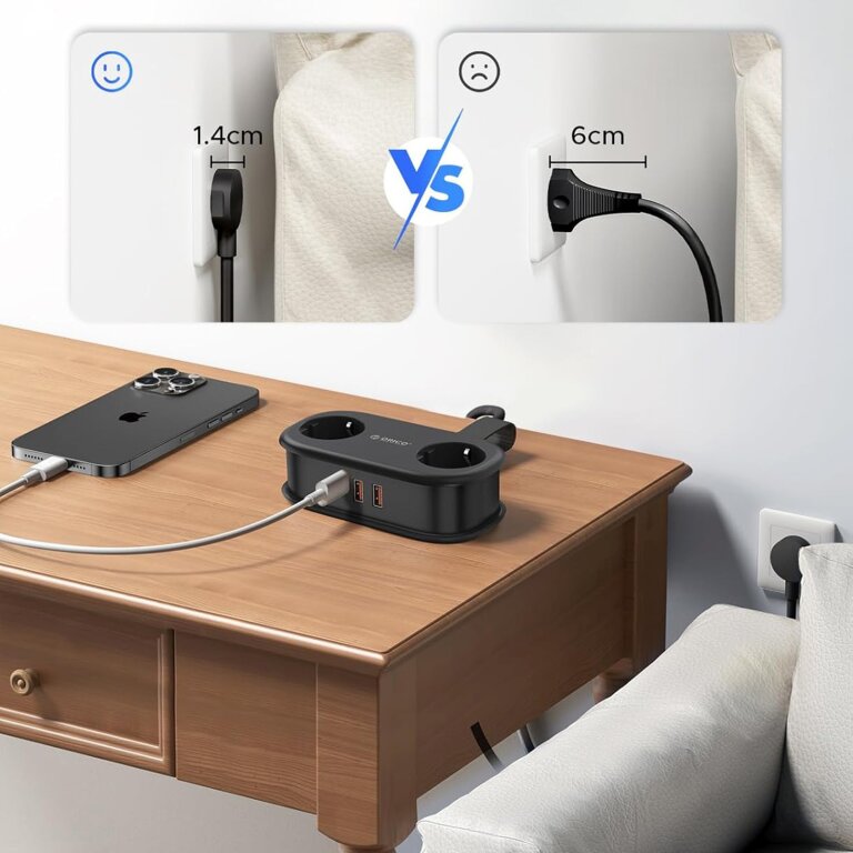 Listwa zasilająca 5w1 AC USB-A USB-C GaN 20W - czarna (3)
