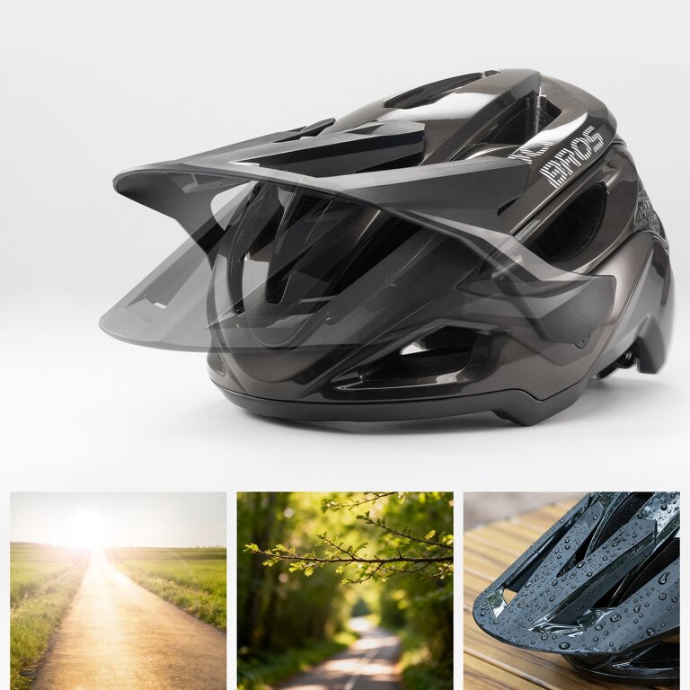 Kask na rower górski z regulowanym daszkiem zapięciem magnetycznym 58-62 cm - czarny (3)