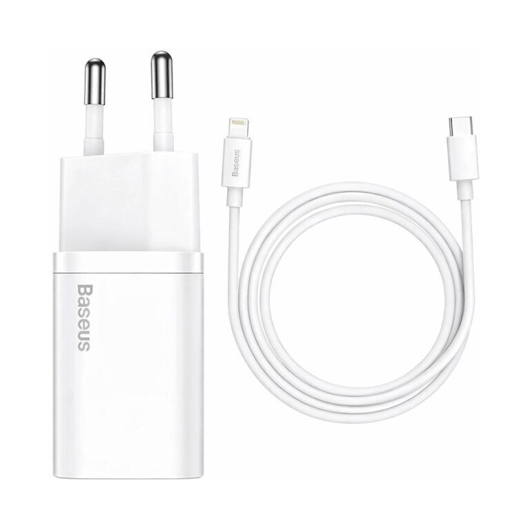 Ładowarka sieciowa USB-C PD Cube 20W z kablem PD 20W 1m - biała