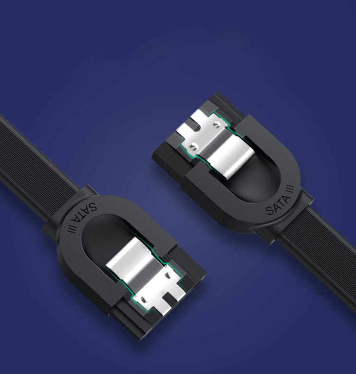Kabel przewód płaski SATA 1.0-3.0 do 5Gb/s 0.5m - czarny (2)
