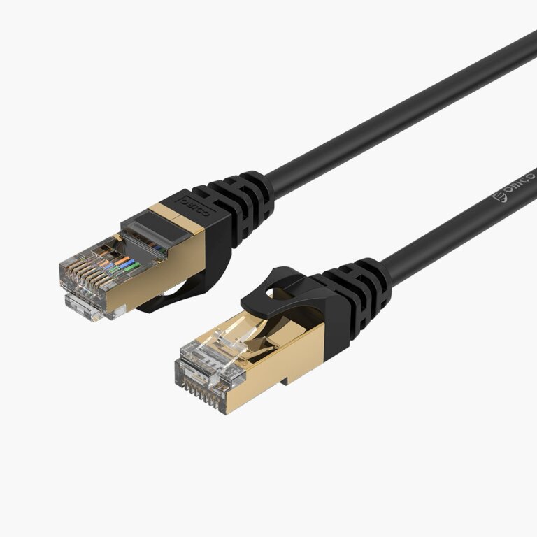 Kabel sieciowy internetowy okrągły LAN CAT7 10Gbps RJ45 2m - czarny (2)