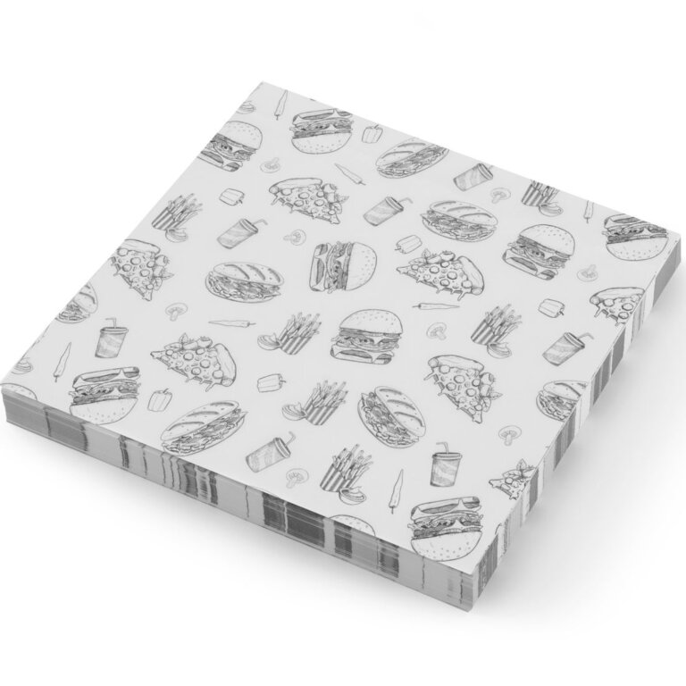 Papier pergaminowy do przekąsek frytek 30.5x30.5 cm wzór fast food - 500 szt. (1)