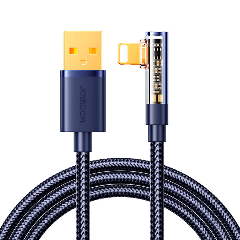 Kabel przewód kątowy do iPhone USB-A - Ligtning 2.4A 1.2m niebieski (1)