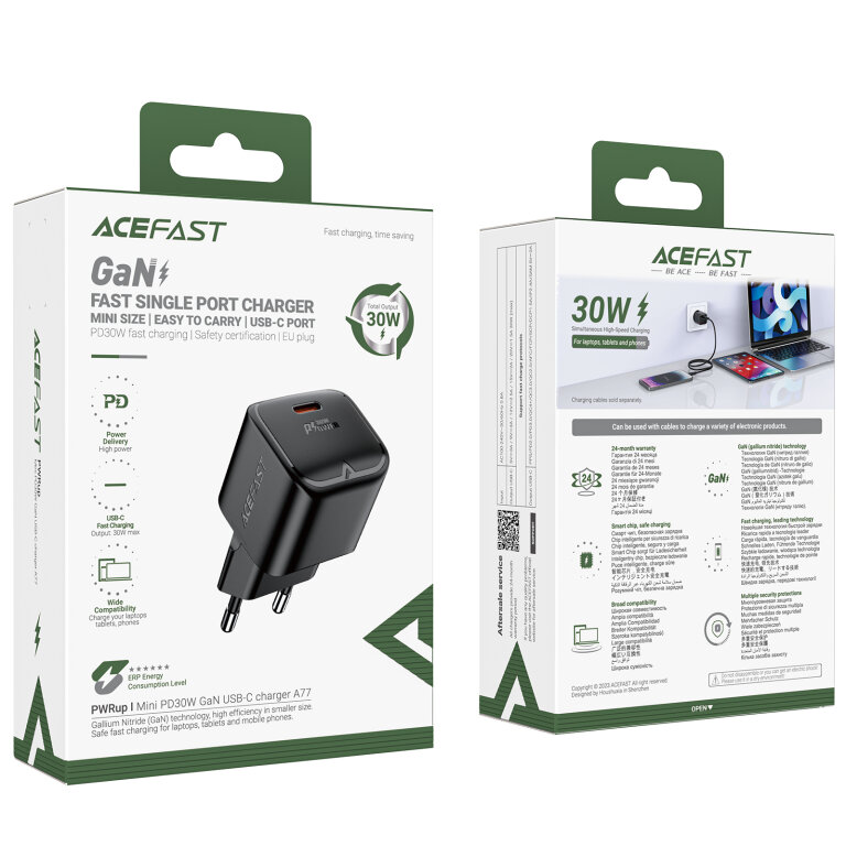 Mini Ładowarka sieciowa GaN PD 30W USB-C czarna (7)