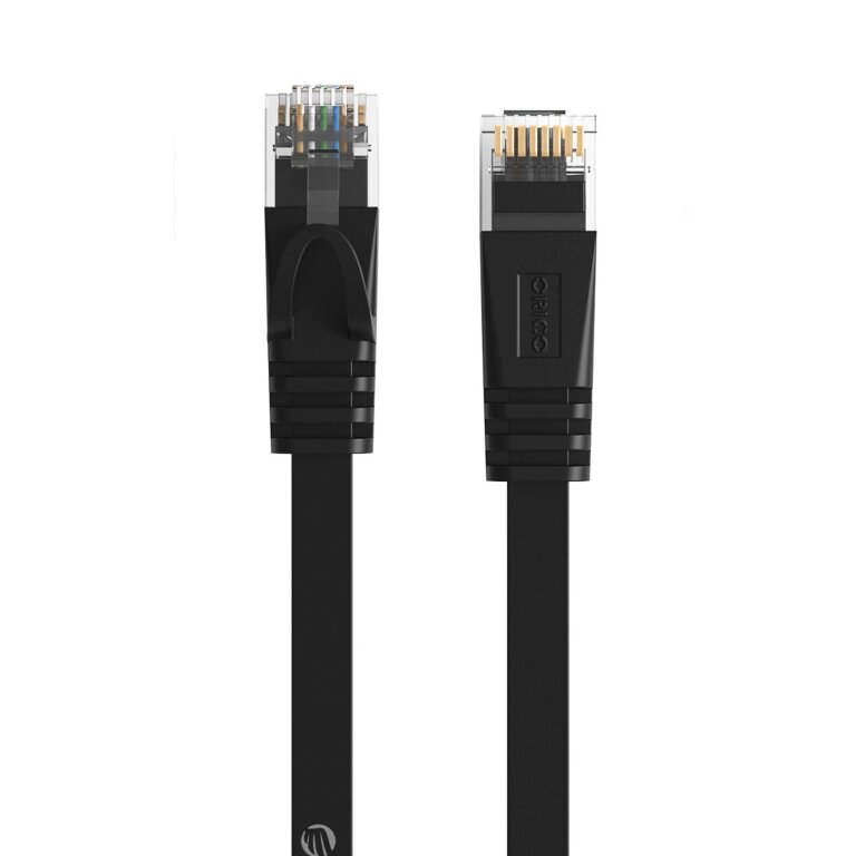 Kabel sieciowy internetowy płaski Ethernet CAT7 10Gbps RJ45 LAN 2m - czarny (2)