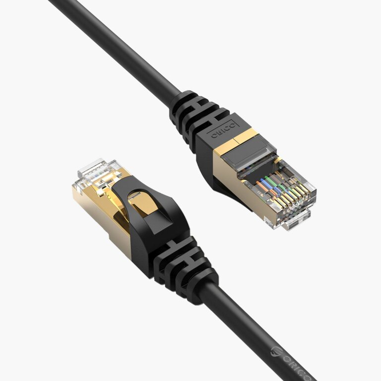 Kabel sieciowy internetowy okrągły LAN CAT7 10Gbps RJ45 2m - czarny (4)