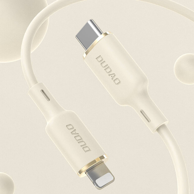 Kabel przewód wzmacniany SR do iPhone USB-C - Lightning 30W 1m beżowy (2)