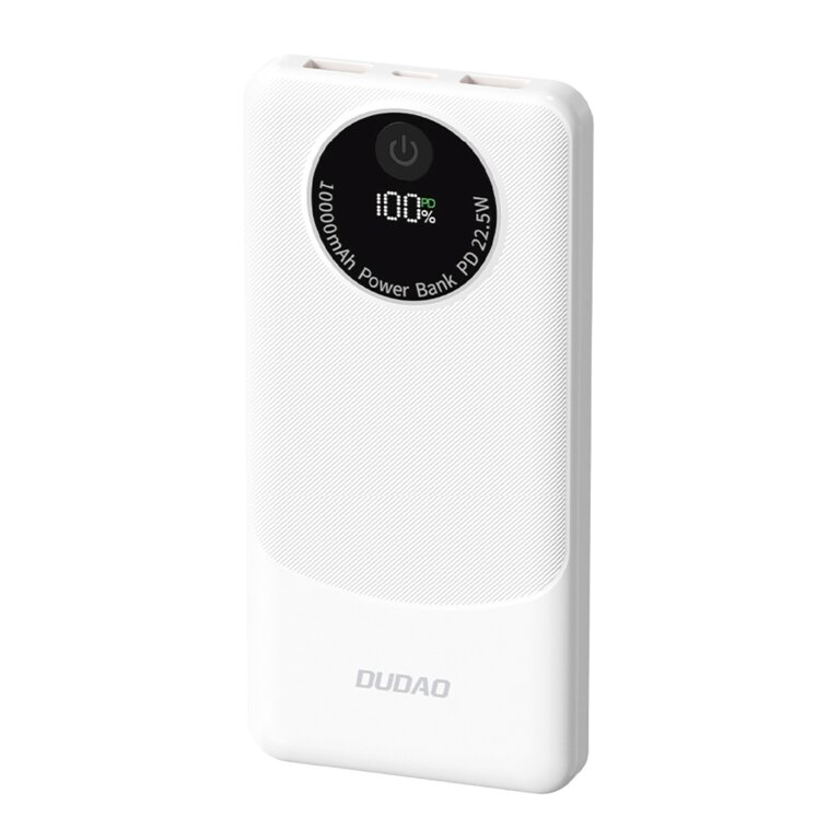 Powerbank K12 10000mAh USB-A USB-C PD 22.5W - biały