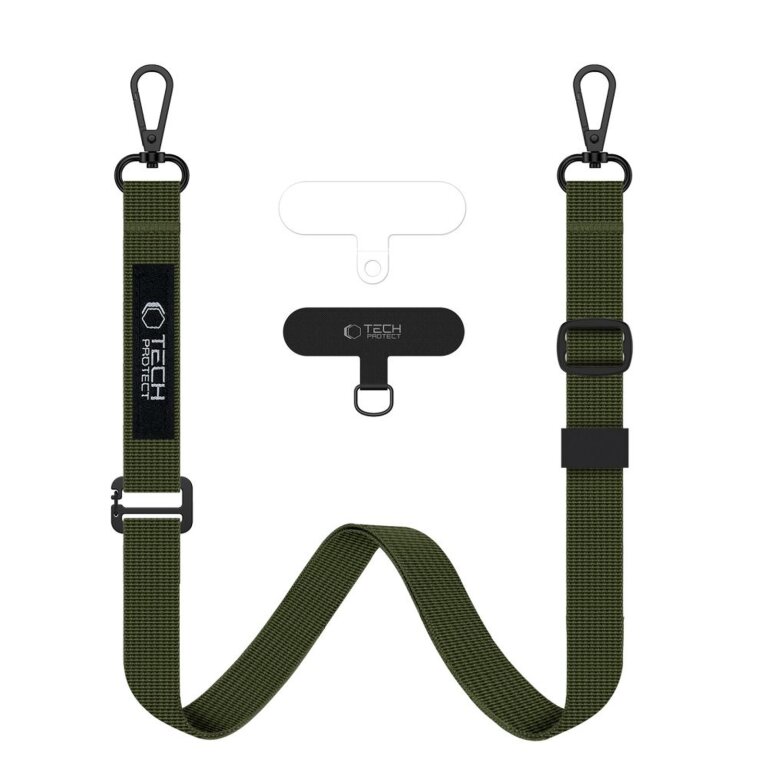 Smycz 2w1 do etui smartfona na szyję nadgarstek Rope Crossbody - oliwkowa