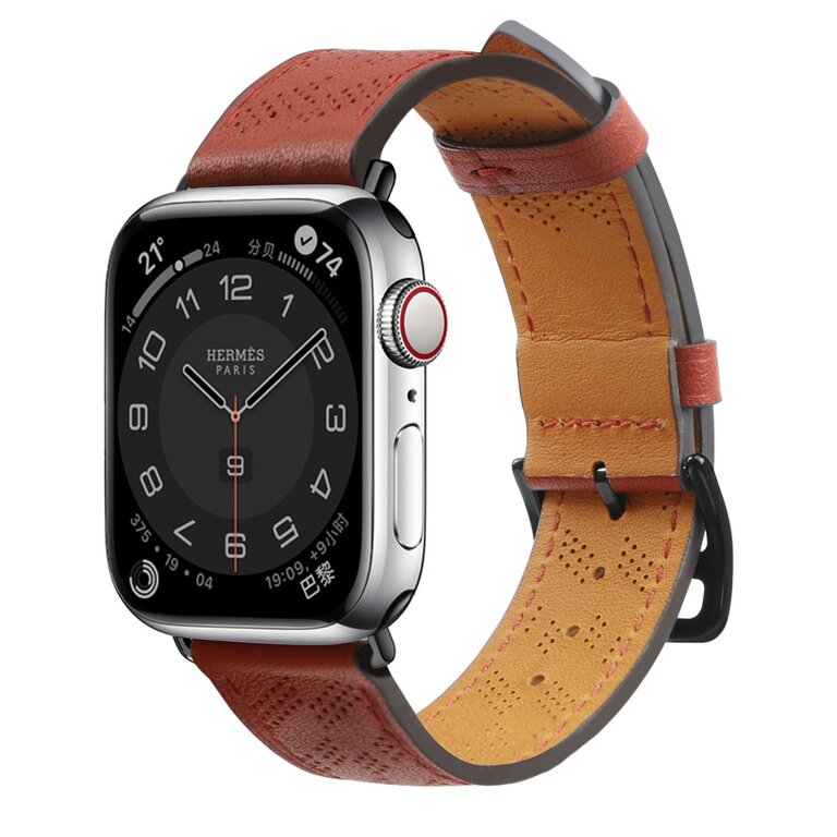 Pasek skórzany opaska bransoleta do Apple Watch 38 / 40 / 41 mm - czerwony